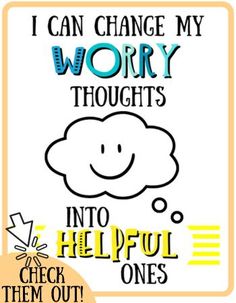 Challenging Thoughts, Thoughts For Kids, Kids Coping Skills, Affirmation Cards For Kids, Worried Kids, I Can Control, Calming Strategies, Counseling Kids, Guidance Lessons