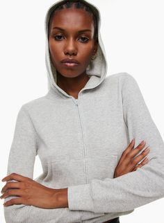 Tna WAFFLE ZIP HOODIE | Aritzia US Denim Vans, Thermal Hoodie, Denim Short Dresses, V Neck Bodysuit, Latest T Shirt, Knit Hoodie, Sweater Pants, Cool Sweaters, Sweater Blouse