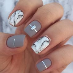 Love that matte grey! Prom Nail Designs, Video Makeup, Marble Nail, Pretty Nail Designs, Gray Nails, Nails Polish, Nail Swag, Short Nail Designs