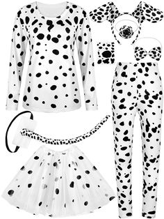 PRICES MAY VARY. What you will get: each package is equipped with 8 pieces of dalmatians costume accessories, including 1 hairband, 1 bow tie, 1 tail, 1 spotted dog nose, 1 woman long sleeve T-shirt, 1 ladies' pants, 1 dalmatian tutu skirt, and 1 piece of custom tattoo sticker; this dalmatians suit will save you time and effort, to help you complete your party style Cute design: the headband, bow tie, and tail are all modeled after the lovely dog, which is realistic and elastic, suitable for adults to wear; the dog nose is soft to touch and easy to stick, won't scratch your skin; the custom tattoo can be attached to your skin as decoration, enhance the sense of dress up Sophisticated outfit: this women's long-sleeved T-shirt, pants, and skirt set in stretchy quality fabric, soft and durabl Adult Dalmation Costume Diy, Diy Dalmatian Costume, 101 Dalmations Costume, Dalmatian Dog Costume, Pant Accessories, 101 Dalmatians Costume, Dalmation Costume, Amazon Halloween, Dalmatian Costume