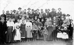 an old black and white photo of many people