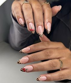 Unleash your wild side with these stylish almond shaped nails featuring bold cheetah and cherry designs. Perfect for those who love unique and trendy nail art. Save this pin for your next eye-catching manicure! Cherries On Nails, Cute Almond Acrylic Nails, Italian Summer Nails, Funky Almond Nails, Artsy Nails Designs, Design Nails Art, Tattoo Nails, Cheetah Nail Designs