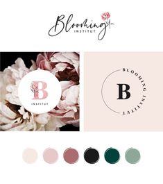 the logo for blooming incut is shown with different colors and font options on it