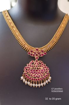 G7 jewellers 9206205060 Pure Gold Necklace Indian, Ruby Necklace Indian, Thali Chains, Pure Gold Necklace, Ruby Necklace Designs, Simple Necklace Designs, Very Easy Rangoli Designs, Gold Jewels Design, Gold Bridal Necklace