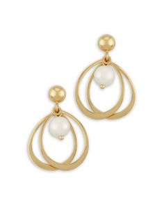 Bloomingdale's Fine Collection Cultured Freshwater Pearl Double Wire Drop Earrings in 14K Yellow Gold - Exclusive Perfume Gift Sets, White Freshwater Pearl, Exclusive Jewelry, Black Diamonds, Freshwater Cultured Pearls, Scarf Jewelry, Free Jewelry, Black Diamond, Freshwater Pearls