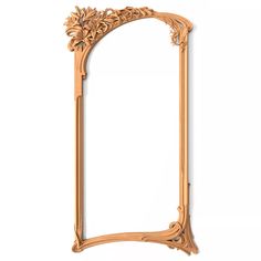 an ornate wooden frame on a white background