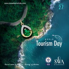 an aerial view of a road and ocean with the words world tourism day on it