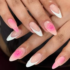 New Nail Designs 2024, Acrylic Nails Ideas, Nails Almond, Nail Inspo Designs, Summer Nails 2024 Hibiscus, Pink Acrylic Nails Coquette, Gel X Nails Coquette, Acrylic Nail Designs Coquette, Almond Nails Pink