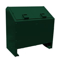 a green box with two doors on the side