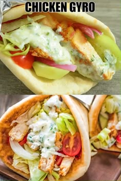 chicken gyro with lettuce and tomatoes on it