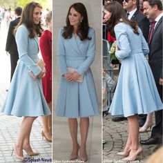 Pastel Dress Outfit, Blue Dress Outfit, Pastel Blue Dress, Düşes Kate, Looks Kate Middleton, Kate Middleton Dress, Kate Middleton Outfits, Pastel Dress, Emilia Wickstead