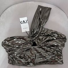 Zara Metallic Silver One Shoulder Top. Nwt Size Large. Perfect For The Holidays! Zara One Shoulder Top, Zara Rhinestone Party Top, Zara Fitted One-shoulder Top, Zara Fitted Rhinestone Tops, Fitted Silver Zara Top, Zara Tank Top, Cream Crop Top, Back Braid, Polka Dot Crop Top