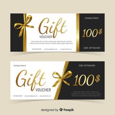 two gift vouchers with golden ribbons