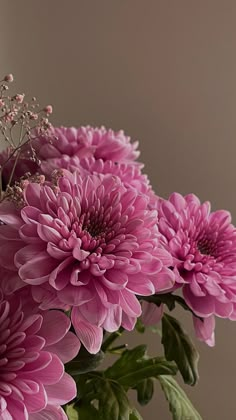 a vase filled with pink flowers on top of a table