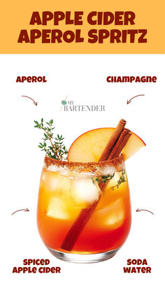 Apple Cider Aperol Spritz Fall Aperol Spritz Recipe, Thanksgiving Aperol Spritz, Fall Aperol Spritz, Apple Cider Spritz Cocktail, Autumn Aperol Spritz Recipe, Prosecco Apple Cider Cocktail, Apple Aperol Spritz, Aperol Drinks, Aperol Cocktails