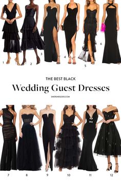 Wedding Attire Black Women, Black Tie Women Outfits, Women Black Tie Event Outfit, Black Wedding Guest Outfit, Black Tie Attire For Women, Black Tie Dress Code Women, Black Tie Wedding Guest Attire, Black Dress Wedding Guest