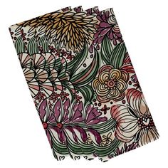 three pieces of paper with flowers and leaves on them, all in different colors or patterns