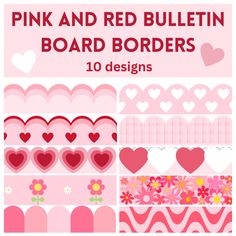 pink and red bulletin board borders for valentine's day or any other time of the year