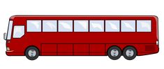 a red bus is shown on a white background