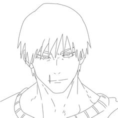 an anime character with short hair and no eyes is shown in this black and white drawing