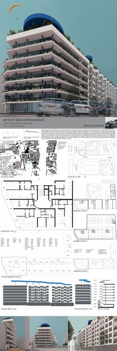 an architectural drawing shows how the building would look like if it was built on land