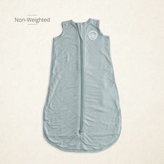 a baby sleeping bag with zippers on the front and side, in light blue