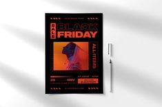 a black friday poster on a white wall