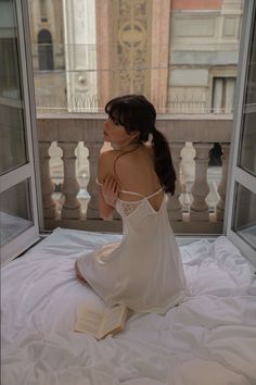 Slip Dress Photoshoot, Ivory Slip Dress, Hotel Photoshoot, Lingerielook Outfit, Girl In Paris, Gooseberry Intimates, Paris Bedroom, Lingerie Slip Dress, Delicate Lingerie