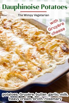 an image of a baked dish with cheese in it on the cover of dappnirose potatoes