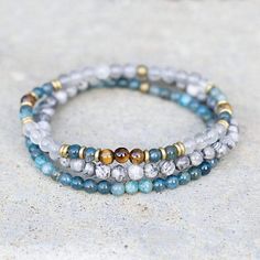 Apatite, Tigers Eye and Jasper Delicate Bracelet Set Winter Beaded Bracelets, Stone Bracelet Ideas, Young Enterprise, Beaded Eye, Homemade Bracelets, Bracelet Inspiration, Beaded Jewelry Bracelets, Embroidery Bracelets, Wire Bracelets