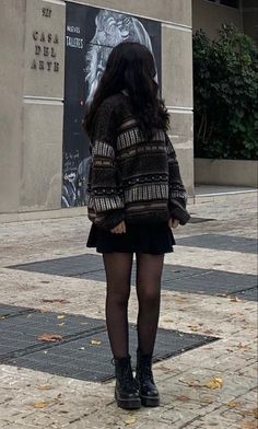 Black Winter Clothes Aesthetic, Outfits Grunge Invierno, Chique Outfits, Looks Street Style, Alternative Outfits, Autumn Outfit