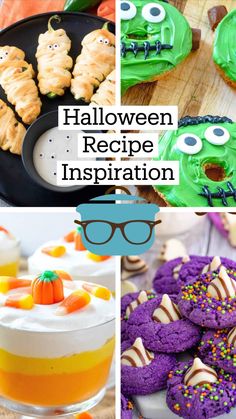 halloween treats and desserts are featured in this collage