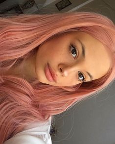 Pink Peach Hair, Rose Pink Hair, Baby Highlights, Pink Hair Dye, Good Movie, Peach Hair, Creamy Blonde