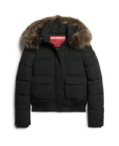 Superdry Women, Black Puffer Jacket, Warm Coat, Puffer Coat, Lightweight Jacket