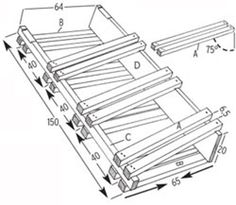 the diagram shows how to make a folding table for two people, with three legs and four