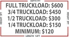 a red and white ticket for a truckload with the price below $ 350 on it