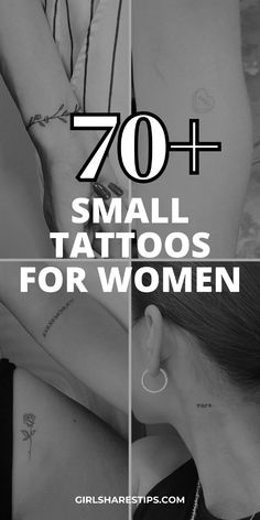 two women with tattoos on their backs and the words, 70 small tattoos for women