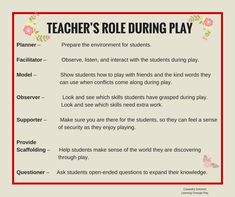 teacher's role during play