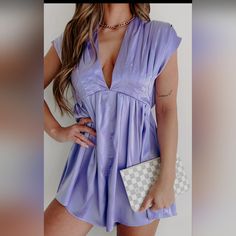 Satin Romper Brand New No Flaws Never Been Worn Gem Gem, Purple Romper, Satin Romper, Gameday Dress, Flying Monkey Jeans, Purple Satin, Large Dress, Medium Dress, Jeans Size Chart