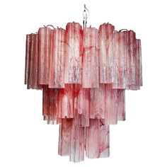 a red chandelier hanging from the ceiling