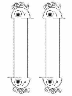 two cartoon eyes are shown in the bottom half of this bookmark, which is cut out