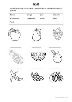 fruits and vegetables worksheet for kids to practice their english speaking skills in the classroom