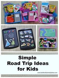 an assortment of road trip ideas for kids