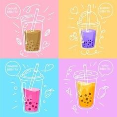 four different types of bubble tea