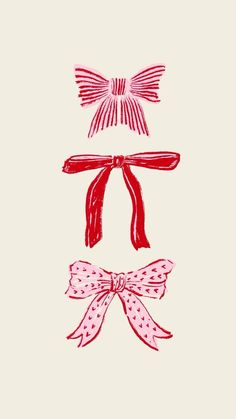 two bows are drawn in red and pink