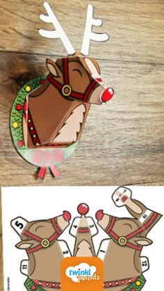 the paper reindeer is cut out to make it look like they are ready for christmas