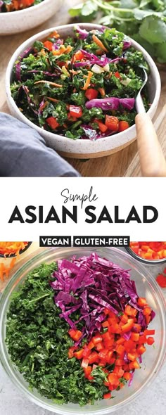 Looking to pair one of your favorite Asian dishes with a simple Asian salad? We've got you covered with this colorful Asian salad recipe dressed with a yummy Asian salad dressing. Simple Asian Salad, Asian Salad Recipe, Asian Salad Dressing, Salad Vegan, Fit Foodie, Asian Salad, Dinner Salads