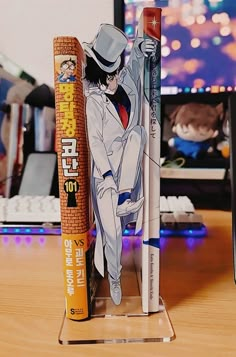 a pen and pencil holder with an anime character on it