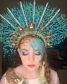 Coral Costume Sea, Ocean Theme Costume For Women, King Of The Sea Costume, Under The Sea Fashion Inspiration, Coral Reef Headpiece, Queen Of The Sea Costume, Under The Sea Headpiece, How To Make Coral, Sea Themed Costumes