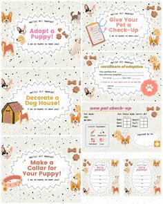 an animal themed printable activity pack for kids to use with their dog house and other activities